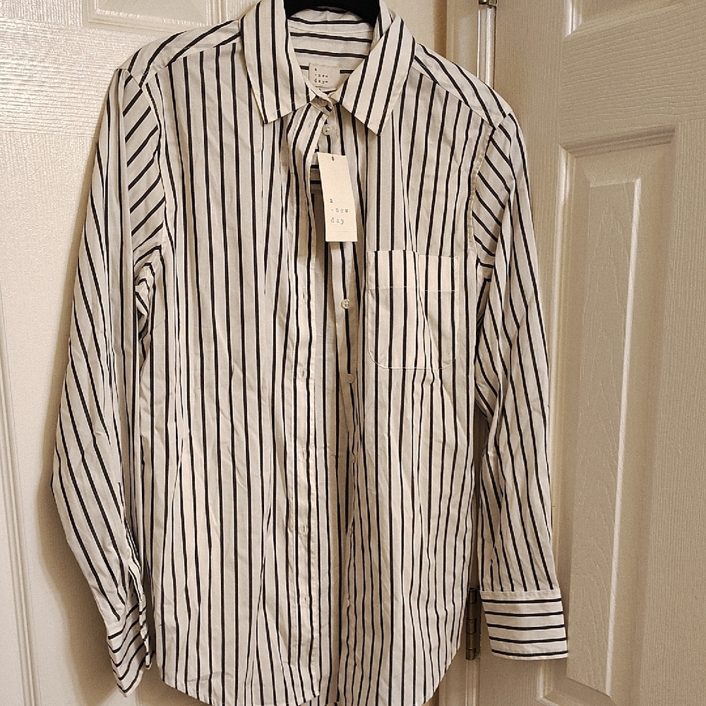 a new day Monochrome Striped Casual Shirt